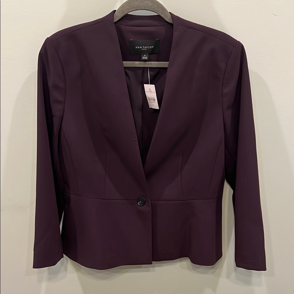Ann Taylor Purple Blazer Tailored Professional Suit Jacket